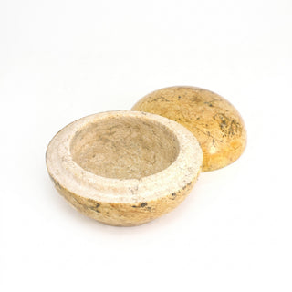 Soapstone Trinket Box - Round Top Varnished 3" from The Rock Space