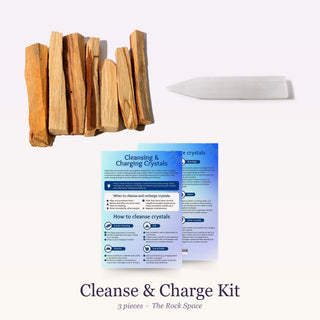 Cleanse & Charge Kit: Palo Santo Sticks, Selenite Charging Plate (Bar) 8", QuickStudy Guide 2.0 - Cleansing and Charging Crystals