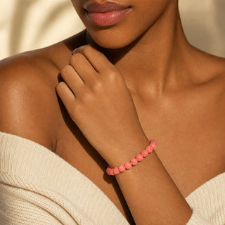 Pink Coral Bead Bracelet (Enhanced) from The Rock Space