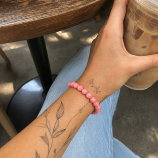 Pink Coral Bead Bracelet (Enhanced) from The Rock Space