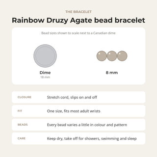 Agate Druzy Electroplated Rainbow Round Bracelet - 8mm (Enhanced) from Stonebridge Imports