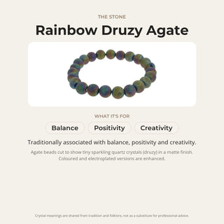 Agate Druzy Electroplated Rainbow Round Bracelet - 8mm (Enhanced) from Stonebridge Imports