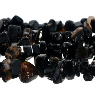 Agate Black Chip Strands - 5mm to 8mm (Enhanced) from Stonebridge Imports