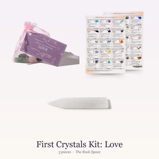 First Crystals Kit for Love: Intention Crystal Collection, QuickStudy Guide 2.0 - Healing Crystals, Selenite Charging Plate (Bar) 8"