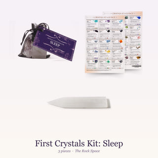 First Crystals Kit for Sleep: Intention Crystal Collection, QuickStudy Guide 2.0 - Healing Crystals, Selenite Charging Plate (Bar) 8"