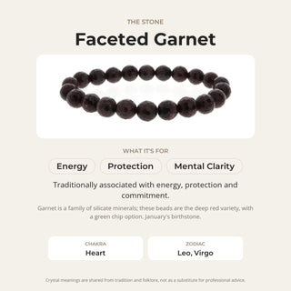 Garnet B Faceted Round Bracelet - 8mm from The Rock Space