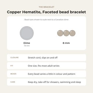 Hematite Faceted Copper Round Bracelet - 8mm from Stonebridge Imports