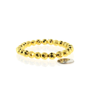 Hematite Electroplated Bead Bracelet (Enhanced) 8mm Gold Faceted from The Rock Space
