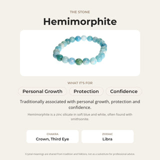 Hemimorphite stone card: what it is traditionally associated with, chakra and zodiac
