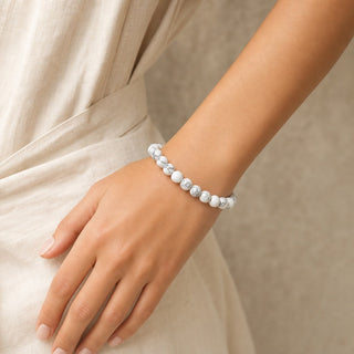 Howlite White Bead Bracelet from Stonebridge Imports