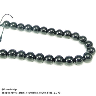 Black Tourmaline Round Strand 7" 10mm    from The Rock Space