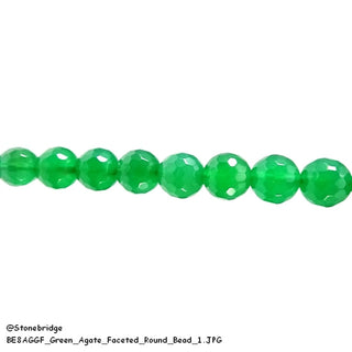 Green Agate Faceted - Round Strand 15" - 4mm    from The Rock Space
