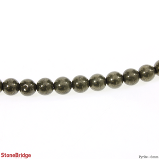 Pyrite - Round Strand 15" - 6mm    from The Rock Space