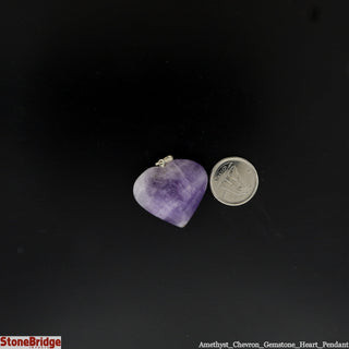 Amethyst Chevron Gemmy Heart Pendant 28mm X 27mm    from The Rock Space