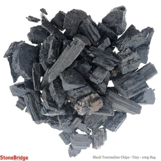 Black Tourmaline Chips - Tiny 100g Bag    from The Rock Space