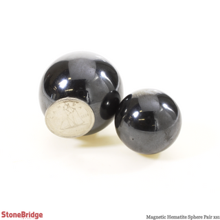 Hematite Magnetic Sphere - Extra Small #1 - 1 1/2" - Pair    from The Rock Space