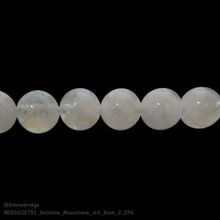 Rainbow Moonstone E - Round Strand 7" - 4mm    from Stonebridge Imports