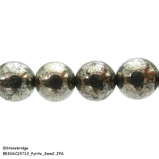 Pyrite - Round Strand 15" - 8mm    from The Rock Space