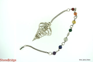 Metal Pendulum - Silver Spiral Point with Chakra    from The Rock Space