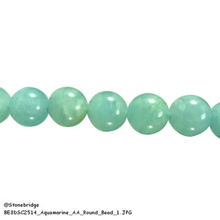 Aquamarine E - Round Strand 7" - 8mm    from The Rock Space