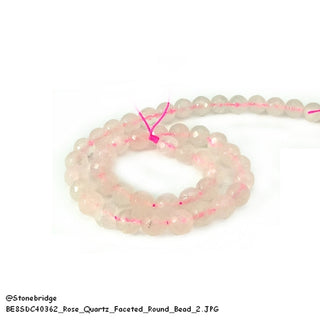 Rose Quartz Faceted - Round Strand 15" - 8mm from The Rock Space