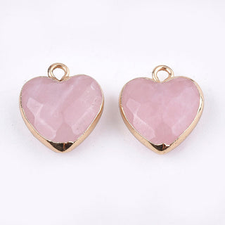 Rose Quartz Electroplated Heart Pendants - 5 Pack    from The Rock Space