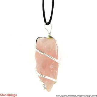 Rose Quartz Necklace - Wrapped Rough Stone    from The Rock Space