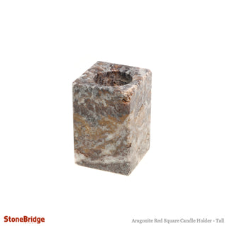 Aragonite Red Cubic Candle Holder - Tall    from The Rock Space