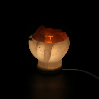 Selenite Lamp Bowl with Orange Chips - 6" from The Rock Space