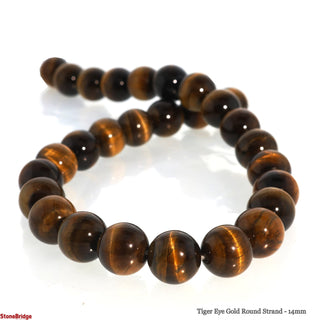 Tiger Eye Gold Round Strand - 14mm    from The Rock Space