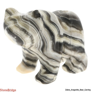 Zebra Aragonite Bear Carving - 2 3/4" to 3 1/4"    from The Rock Space