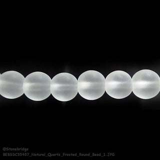 Natural Quartz Frosted - Round Strand 7" - 10mm from The Rock Space