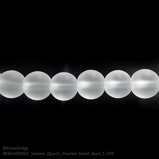 Natural Quartz Frosted - Round Strand 7" - 8mm from The Rock Space