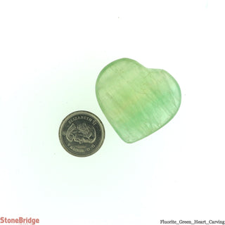 Fluorite Green Heart Carving # 1 - 1" to 1 1/2"    from The Rock Space