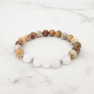 Crazy Lace Agate & White Jade Bracelet - 8mm    from The Rock Space