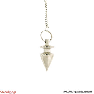 Metal Pendulum - Silver Colour Cone & Top with Chakra Beads - 1"    from The Rock Space