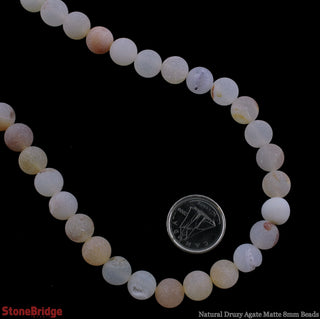 Druzy Agate Natural Matte - Round Strand 15" - 8mm    from The Rock Space