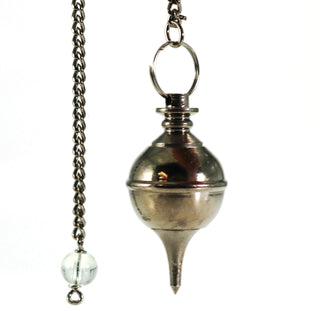 Ball & Point - Black Metal Pendulum with Chakra Beads    from The Rock Space