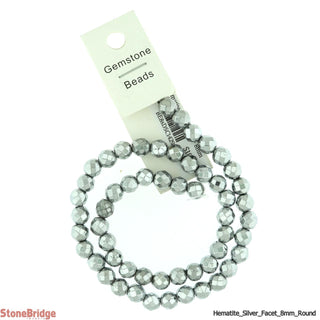Hematite Silver Faceted - Round Strand 8mm from The Rock Space
