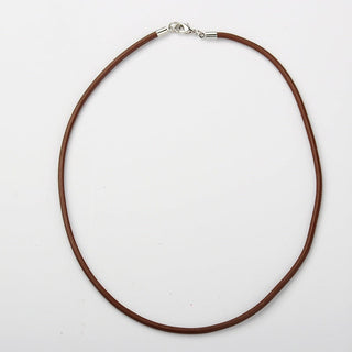 Leather Necklace with Brass Lobster Claw Clasp - Brown - 18"    from The Rock Space