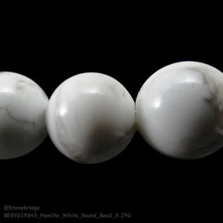 Howlite White - Round Strand 15" - 4mm from The Rock Space