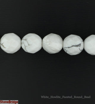 Howlite White Faceted - Round Strand 15" - 8mm from The Rock Space