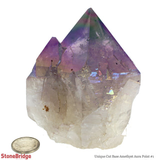 Amethyst Aura Cut Base, Polished Point Tower U#1    from The Rock Space