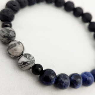 Sodalite & Grey Jasper & Lava Rock Bracelet (Men's) - 8mm    from The Rock Space