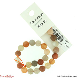 Sunstone Multi Colour - Round Strand 7" - 8mm    from Stonebridge Imports