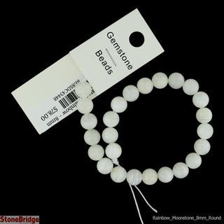 Moonstone Rainbow- Round Strand 7" - 8mm    from Stonebridge Imports