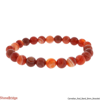 Carnelian Red Banded Round Bracelet - 8mm    from The Rock Space