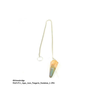 Pointed Hybird Aqua and Tangerine Aura Pendulum    from The Rock Space