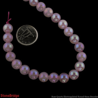 Rose Quartz Electroplated - Round Strand 7" - 8mm from The Rock Space