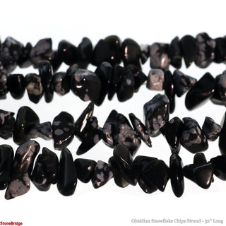 Obsidian Snowflake Chip Strands - 5mm to 8mm